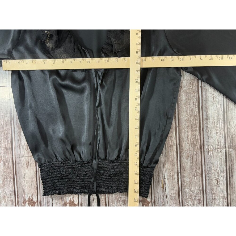 Vanita Rosa Atelier Paris St Barth 100% satin silk top blouse black made France - Picture 5 of 7